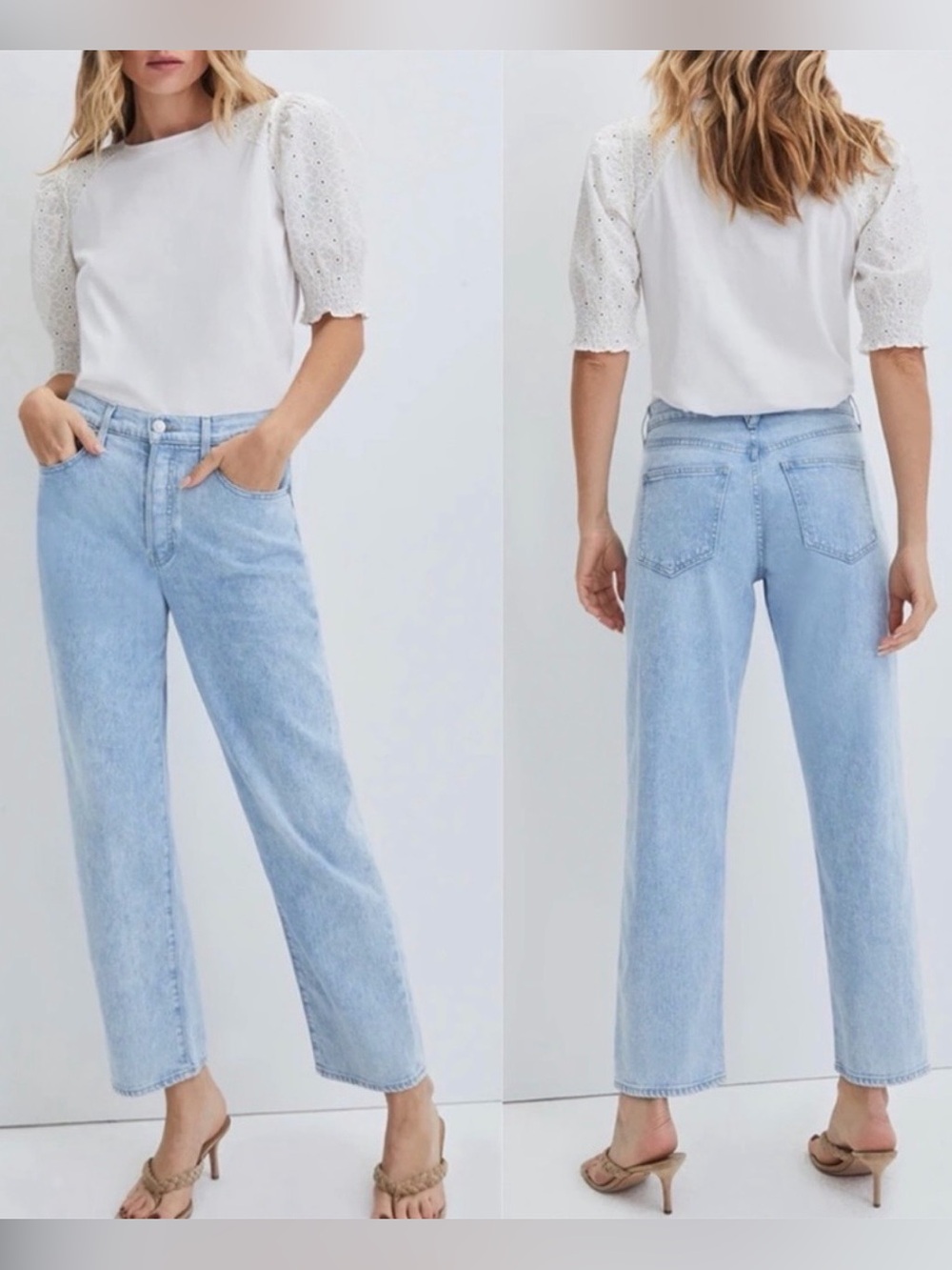 Veronica Beard Jeans Blake Crop Classic Straight High Rise Aire Wash Sz 28